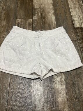 Angie White High-Waist Textured Shorts